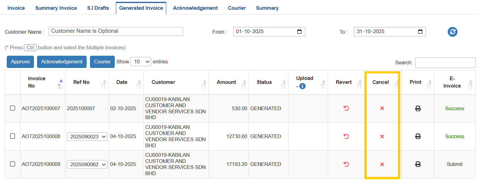 Cancel Invoice