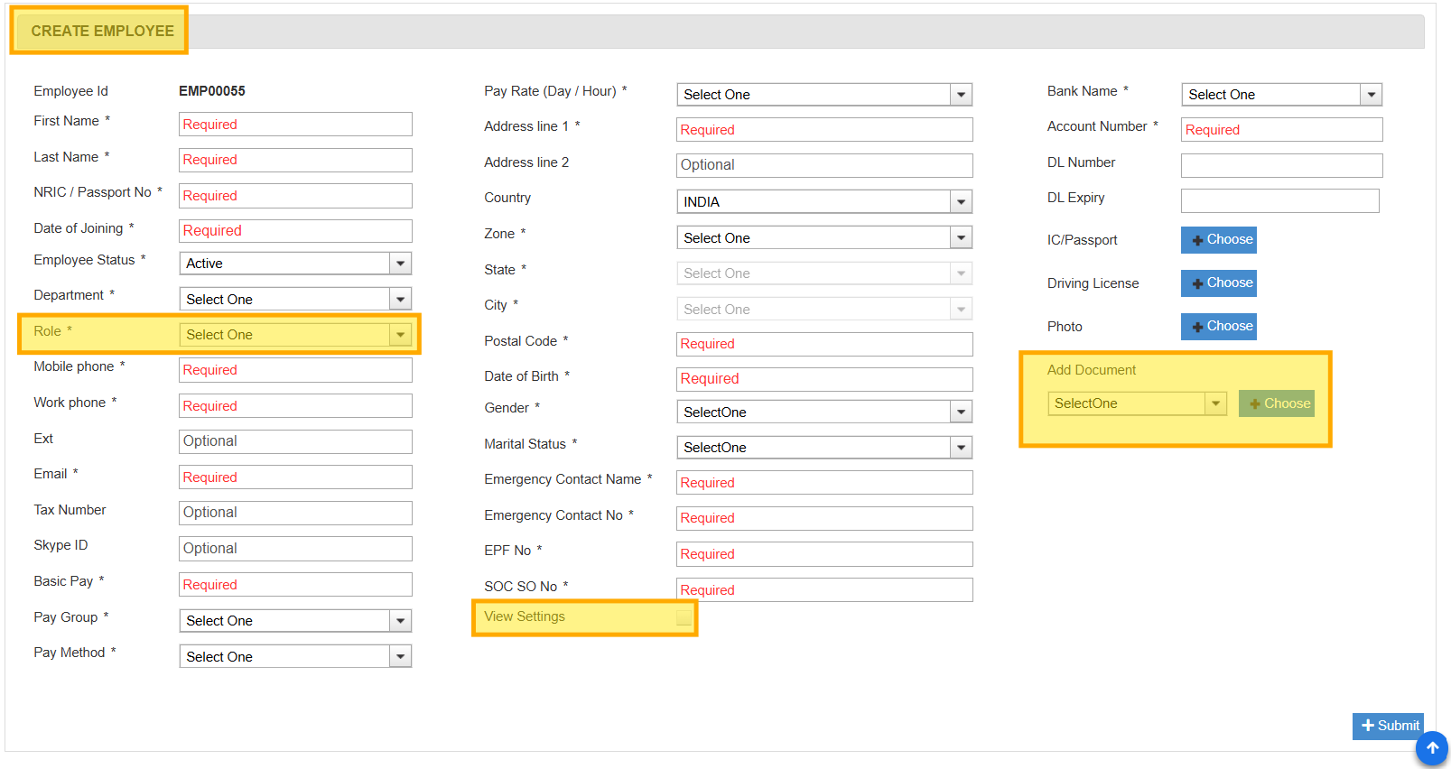 Create Employee Form