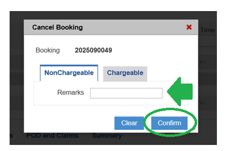 Non Chargeable Cancel
